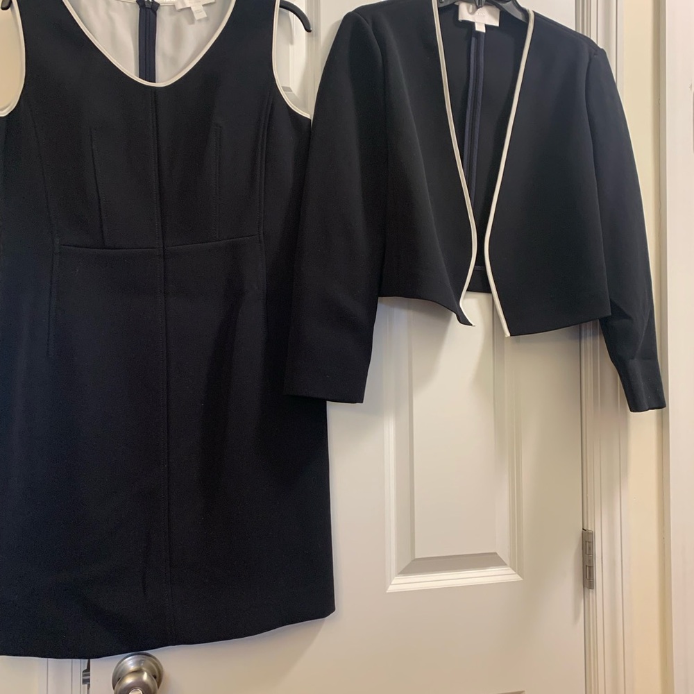 Boss Black Dress and Cropped Jacket with White Trim